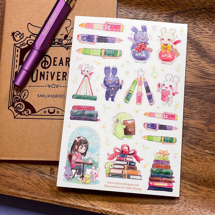 Journaler's Holiday Sticker Sheet for wholesale by sakuradragon