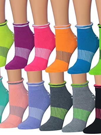 Ronnox Women's 12-Pairs Anti-Skid Non-Slip Silicone-Gripper Low Cut Cushioned Socks, For Yoga Pilates & Barre, Medium/Large, RY02-AB for wholesale by Gold Hose LLC