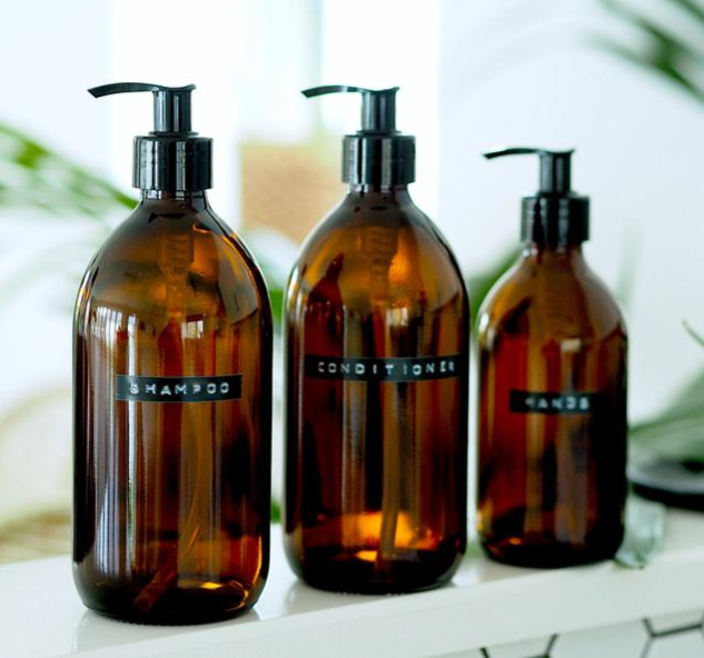 Acala Online – wholesale Essential oil holder – 250ml Amber Glass Pump Bottle1