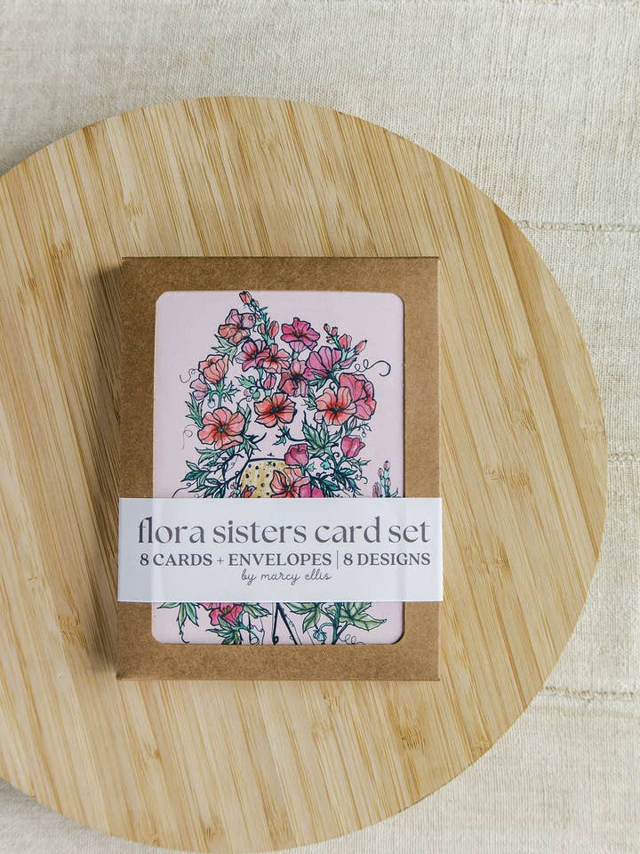 Card Set of 8 - Flora Sisters for wholesale by Marcy Ellis