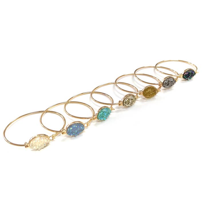 Pulseiras Sintéticas Druzy Cuff para Senhora por atacado de StarryNYC