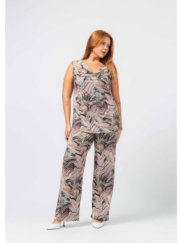 253051 - Pantalon en maille imprimée Collection Printemps Été Grandes Tailles pour la vente par Teresa Cardoso Oliveira