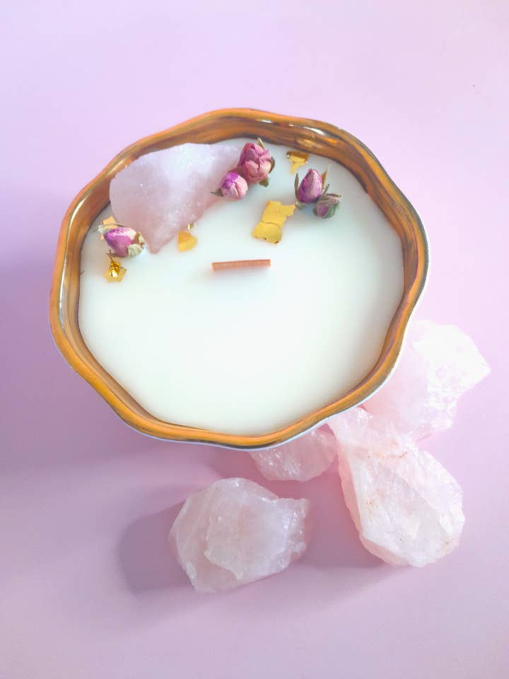 Collezione di candele di cristallo - quarzo rosa per la vendita all'ingrosso da parte di Little Pink Fox