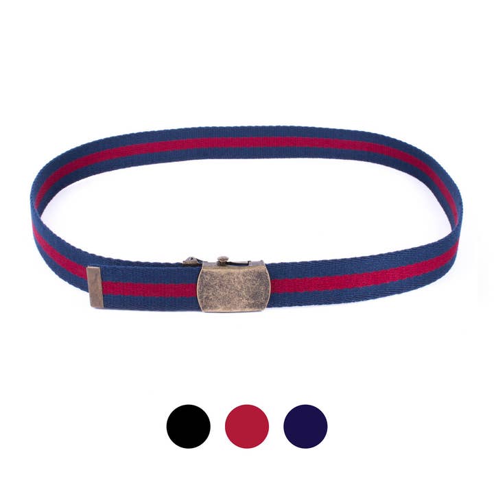 Selini New York - Wholesale Belt - Men's - Men Striped Canvas Adjustable Slide Belt-BEB3302