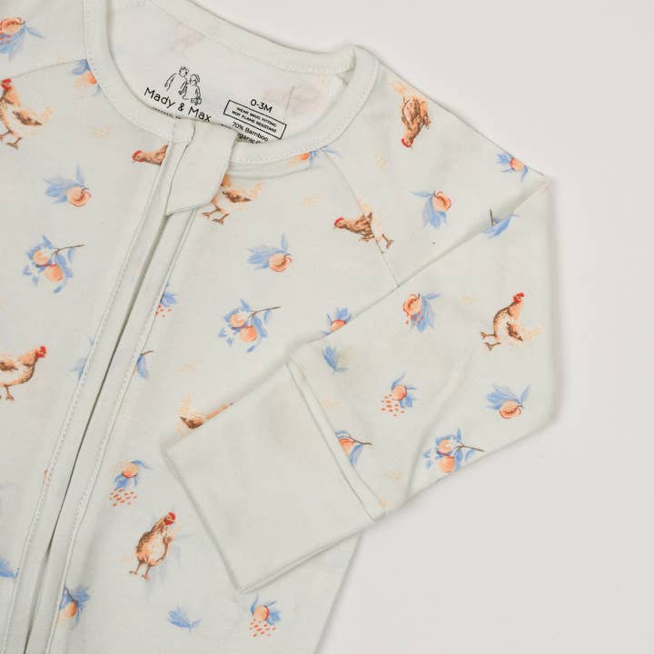 2 Way Zipper Convertible Pajama - Chicken Print for wholesale by Mady & Max