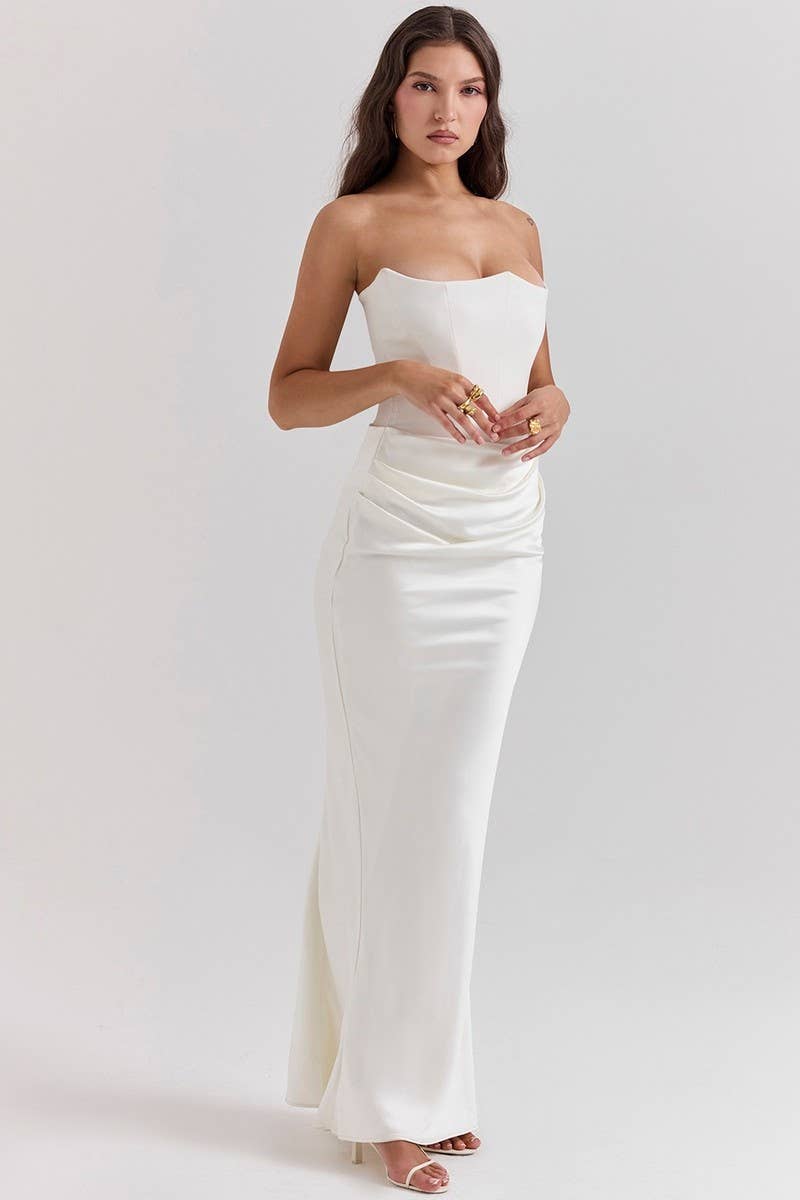 NINEXIS - Wholesale Dress - Women's - CWDMD5492_STRAPLESS BONED FITTED SOLID COLOR MERMAID DRESS11