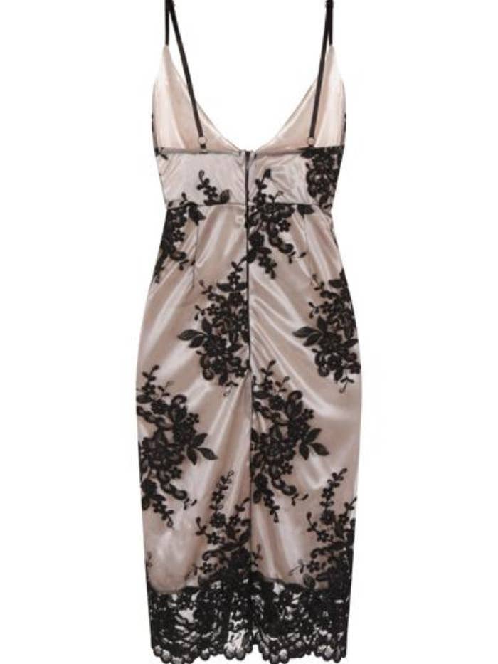 Karla Black Plunge Scalloped Lace Embroidery Midi Dress for wholesale by Nazz Collection Clothing Ltd