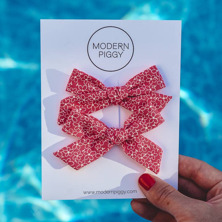 Bloomberry - Hand-tied Bow Pigtail Set for wholesale by Modern Piggy