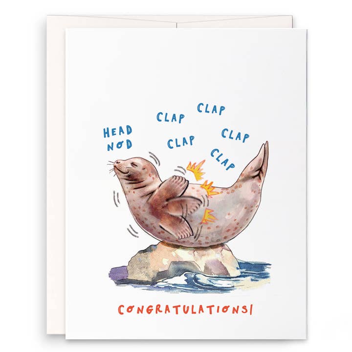 Liyana Studio - Vente Cartes de félicitations - Claps Félicitations Seal of Approval - Carte de félicitations drôle