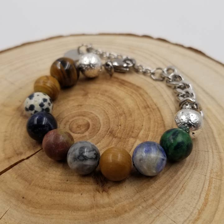Planet Agate Raw Stone Chain Bracelet for wholesale by CHAKRA JEWELRY