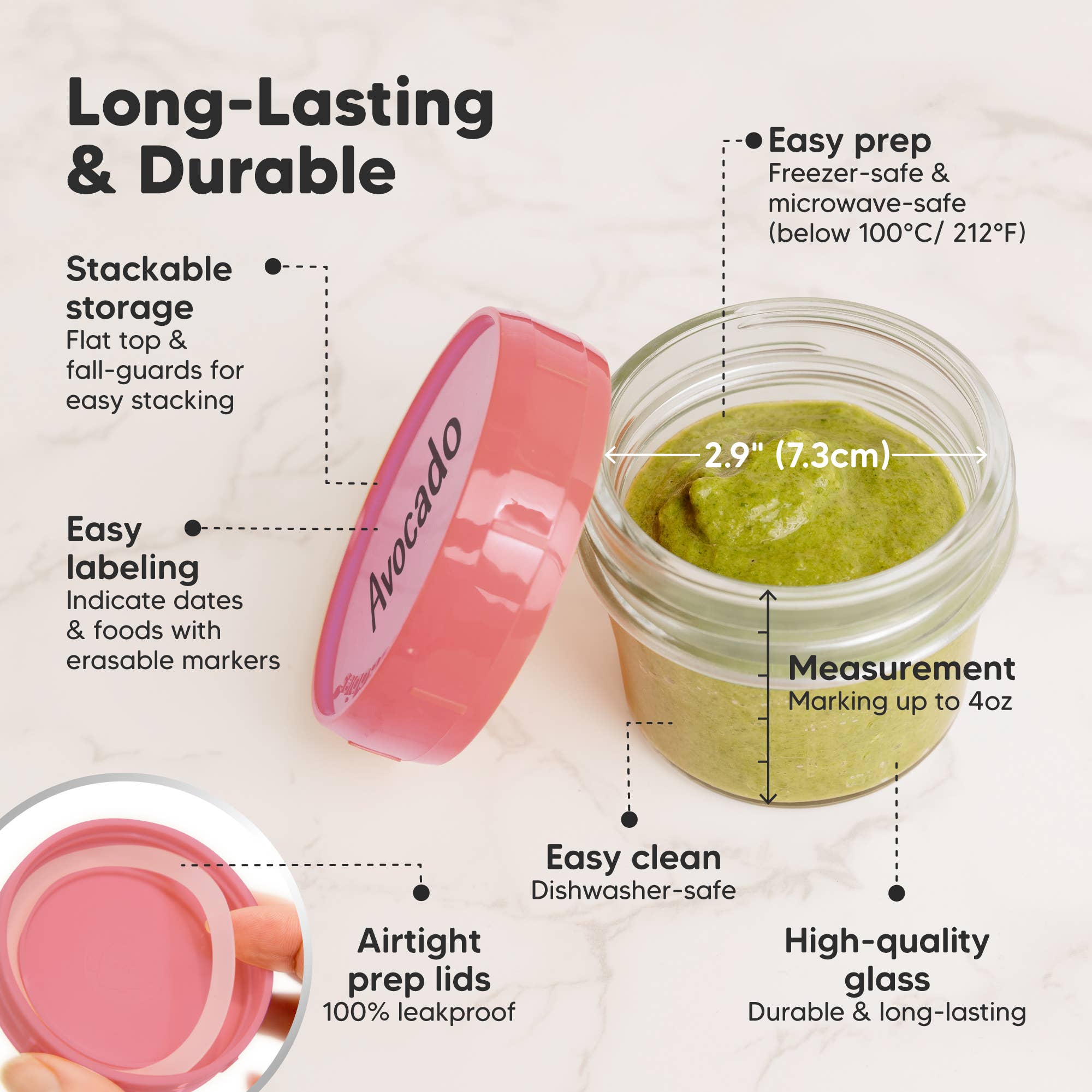 Nord 12pk Prep Baby Food Storage Containers, Leak-Proof Food Jars for wholesale on Faire6