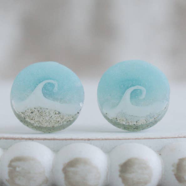 Sandy Beaches Shop - Wholesale Stud/Post Earrings - Custom Sand Wave Stud Earrings | Beach Sand0
