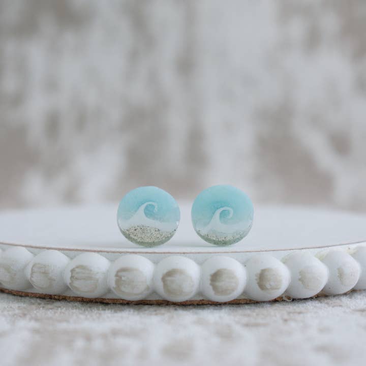 Sandy Beaches Shop - Wholesale Stud/Post Earrings - Custom Sand Wave Stud Earrings | Beach Sand