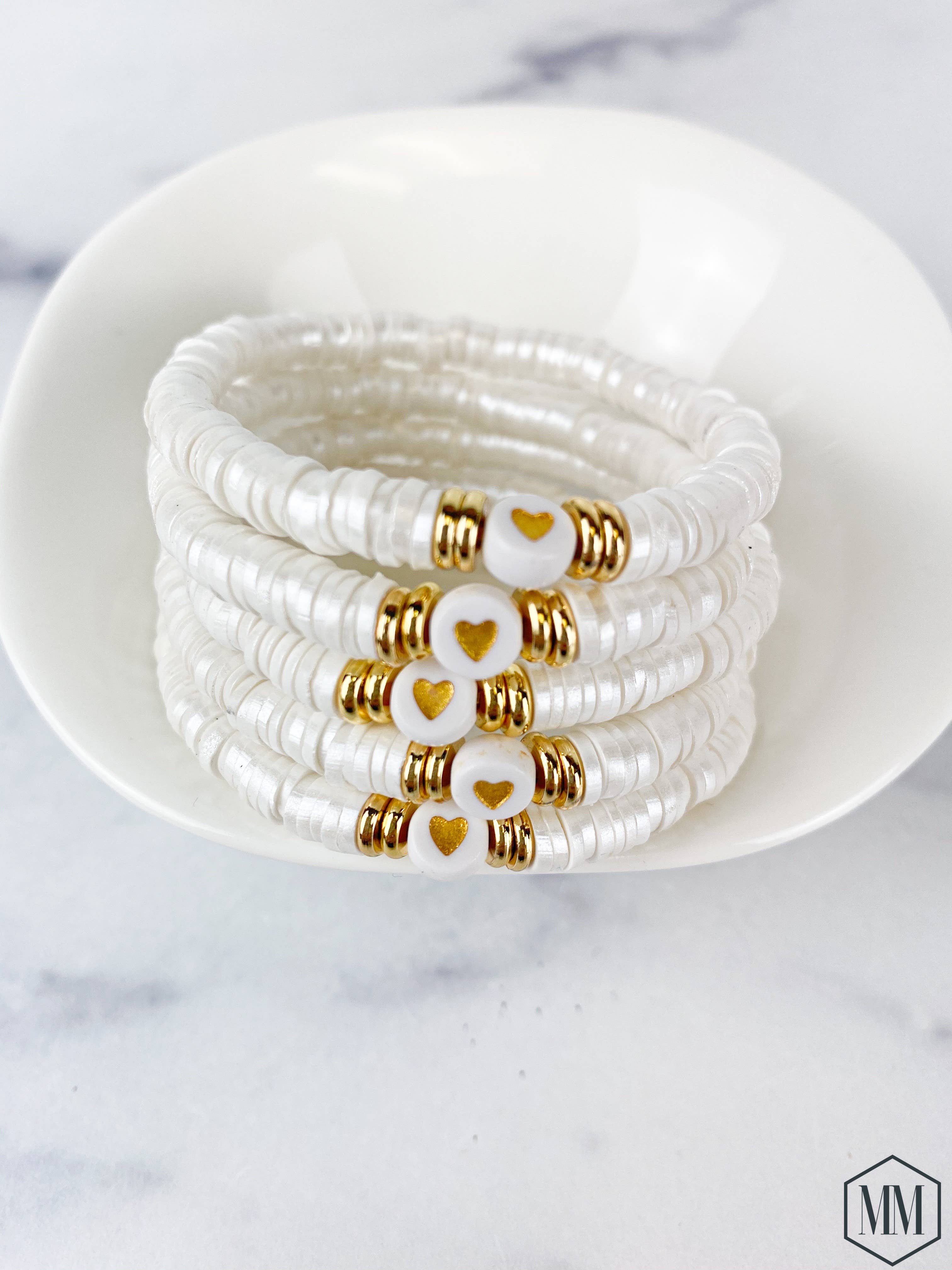 The Mod Miss - Wholesale Beaded Bracelet - Heishi Small 6mm Color Pop Bracelet "Pearl"0