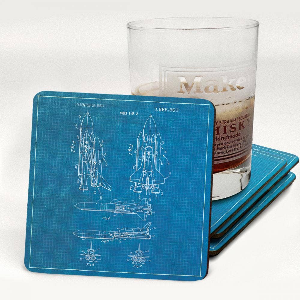 Fresh Prints of CT - Wholesale Coasters - Space Shuttle 1975 Wooden Drink Coaster0