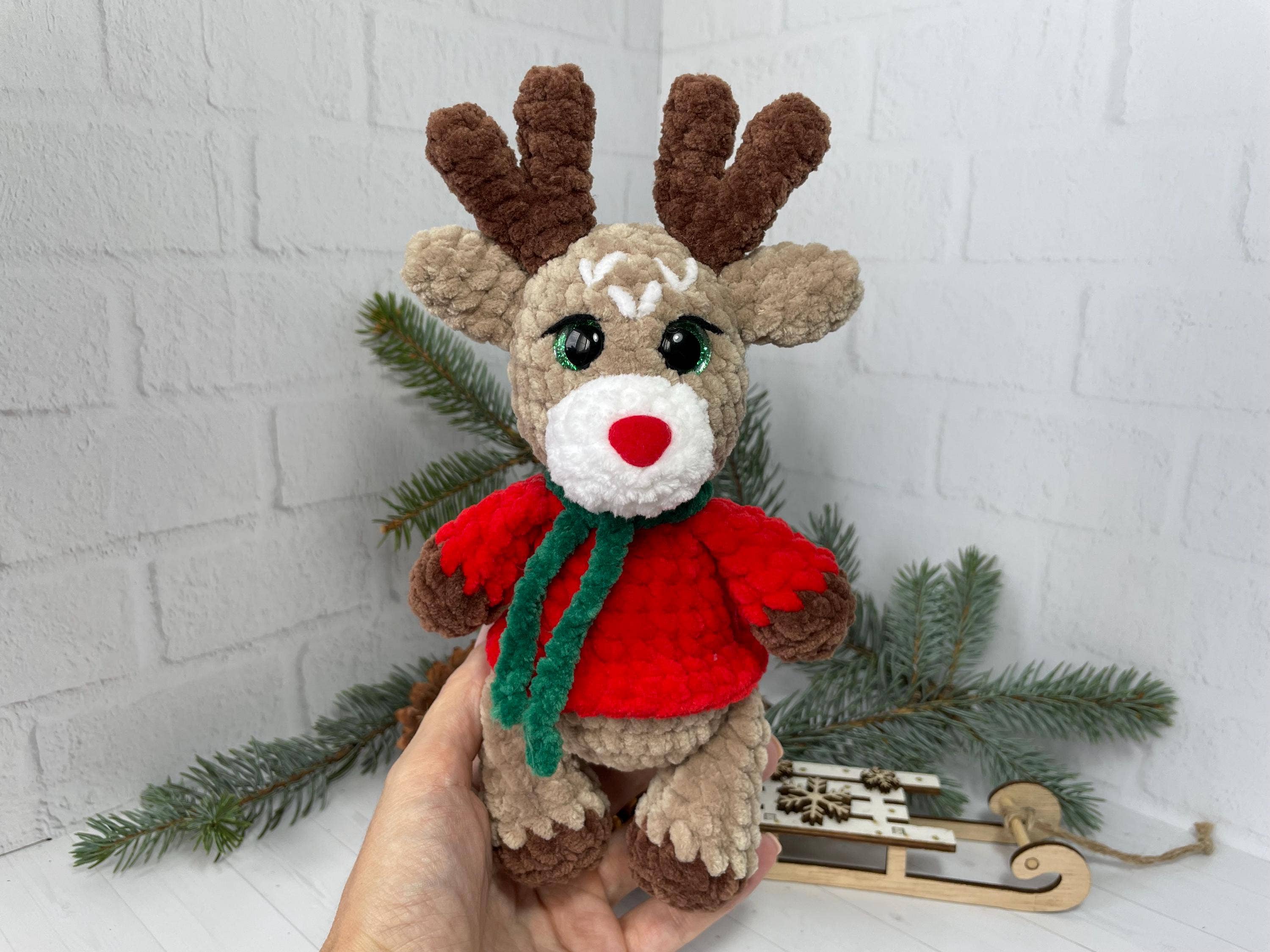TOMOPOD LLC - Wholesale Stuffed/Plush Toy - Kids & Baby - Crochet Baby Christmas Reindeer, Amigurumi Xmas, Stuffed Toy1