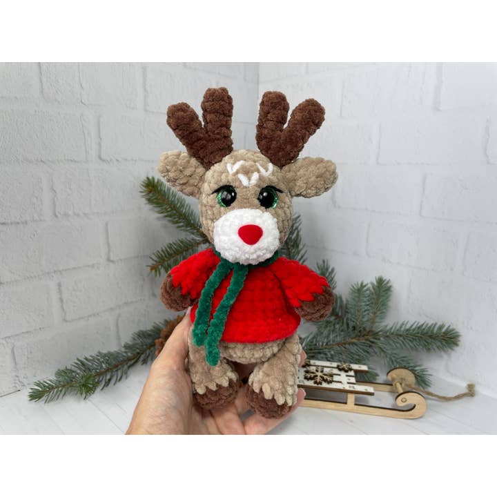 TOMOPOD LLC - Wholesale Stuffed/Plush Toy - Kids & Baby - Crochet Baby Christmas Reindeer, Amigurumi Xmas, Stuffed Toy1