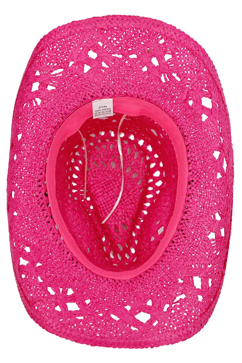 Cap Zone - Wholesale Cowboy Hat - Women's - Beaded Crochet Crushable Straw Cowboy Hat7