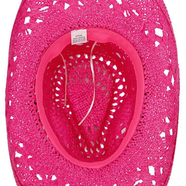 Cap Zone - Wholesale Cowboy Hat - Women's - Beaded Crochet Crushable Straw Cowboy Hat7