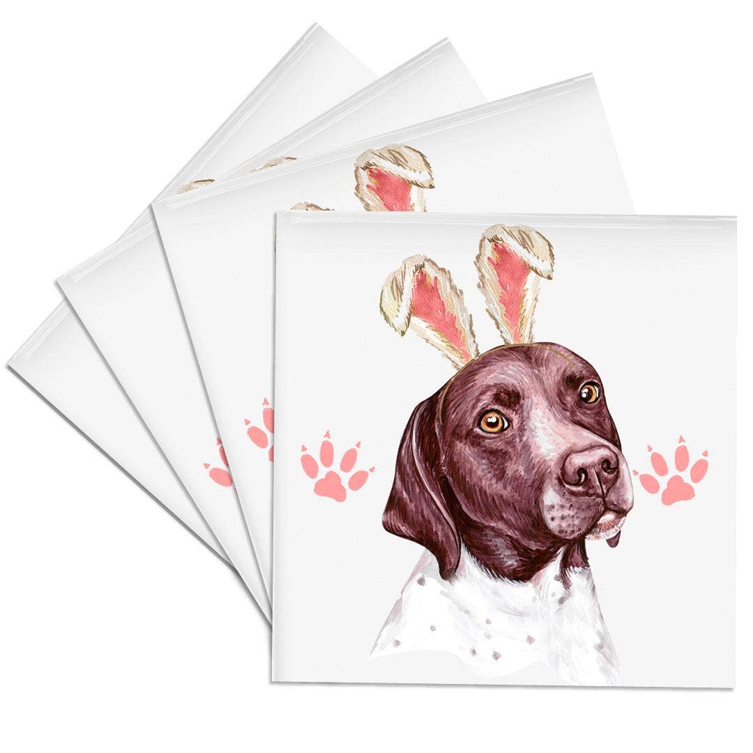 3dRose - Wholesale Coasters - 3dRose, German Shorthaired Pointer Dog in Pink Bunny Ears for Easter, Coaster0