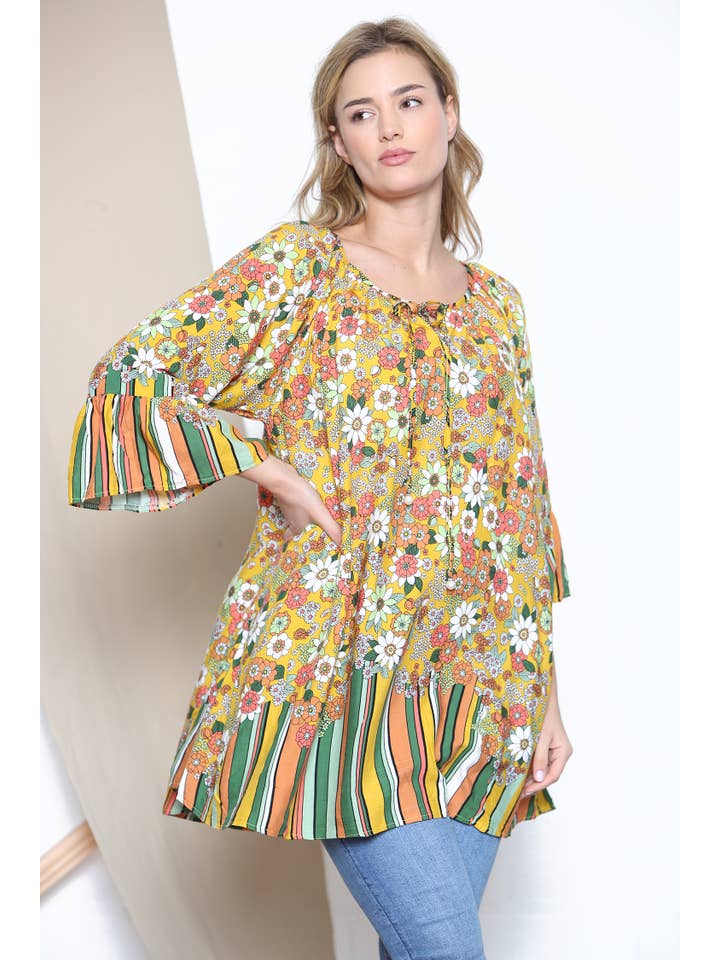 Lucy Sparks - Wholesale Tunic - Women's - Stripe trim floral top13