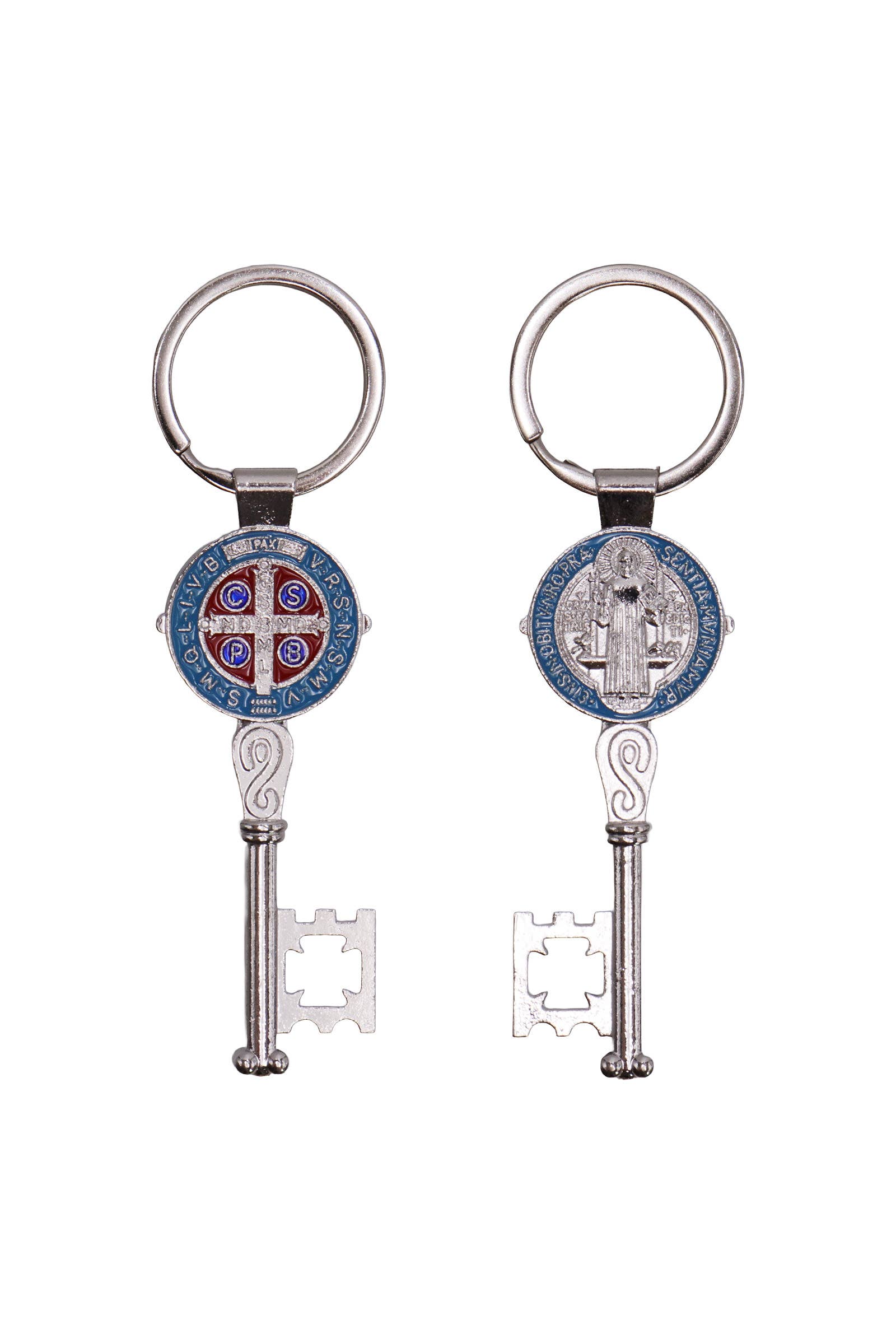 ASSORTEREDE Saint Benedict dobbelt-sidet emaljenøglering for engroshandel på Faire3