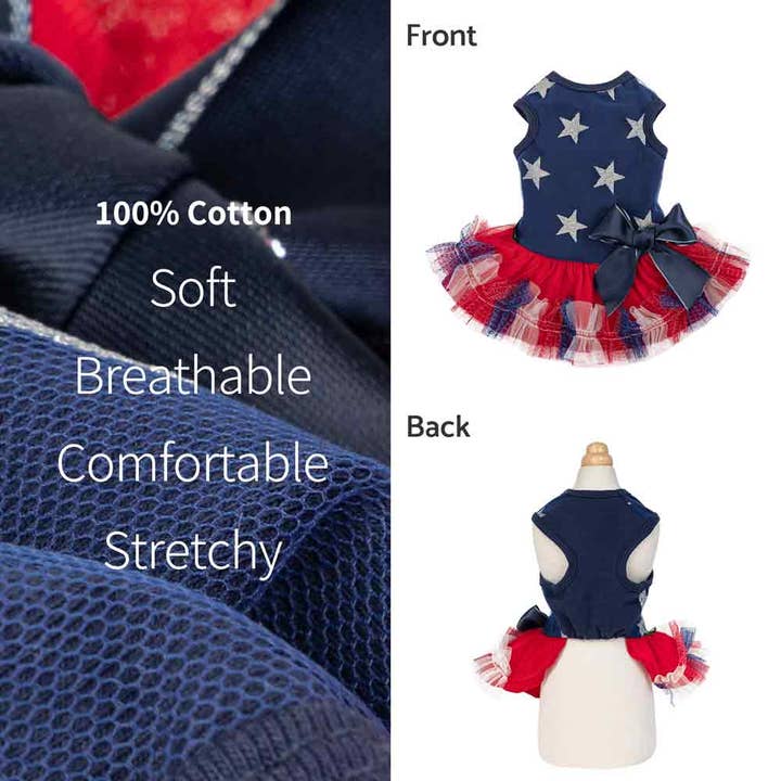 Fitwarm - Vendita all'ingrosso Vestito - Cani - Vestito Tutu per Cani Patriottico e Scintillante3