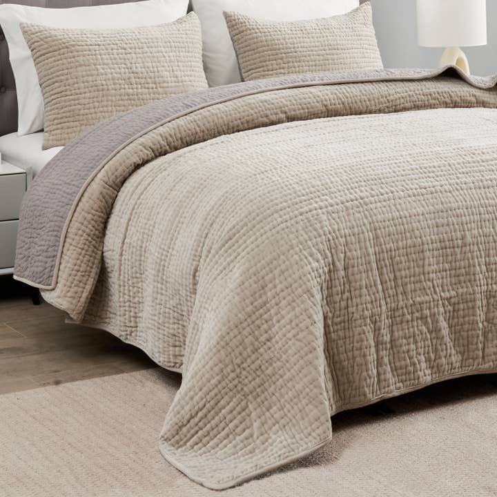 Mélange Home - Vente Courtepointe - Ensemble de couette en velours Tamara13