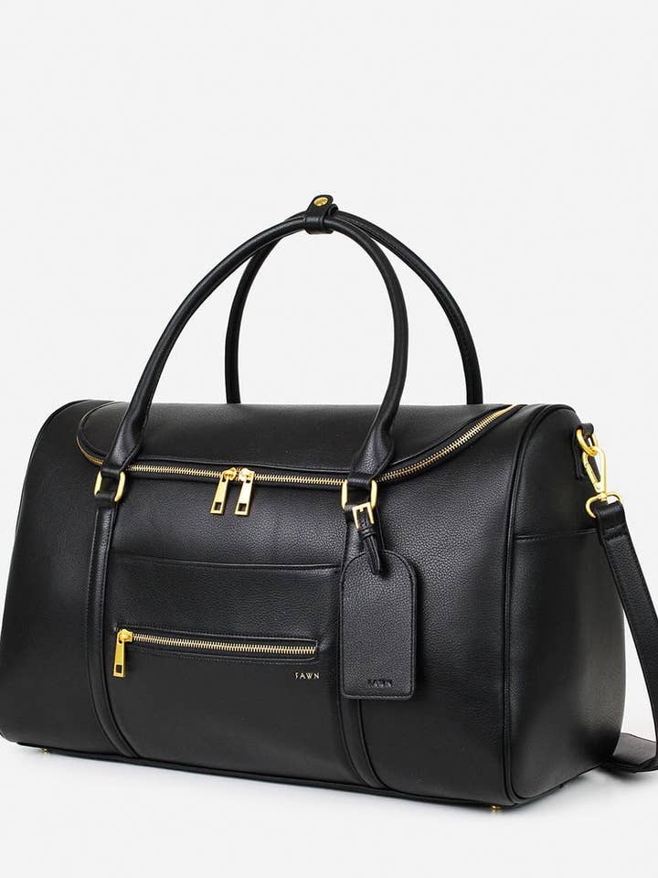 The Weekender - Faux Leather Carry-on Bag with Luggage Tag for wholesale by Fawn Design