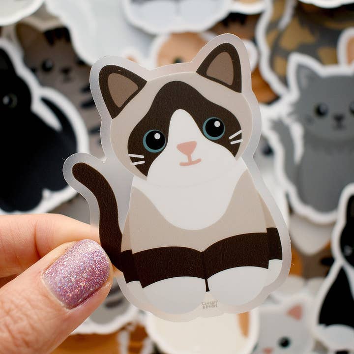 Looks Like My Cat! Snowshoe cat sticker for wholesale by Chester and Pearl
