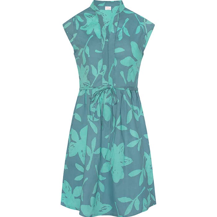 Global Mamas - Wholesale Dress - Women's - Retro Dress: Blossom - Sea Glass-Organic