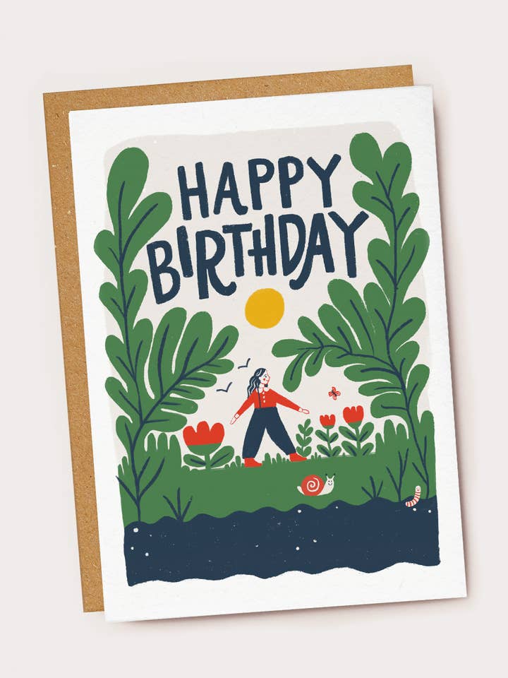 Happy Birthday Garden Card for wholesale by Jade Fisher