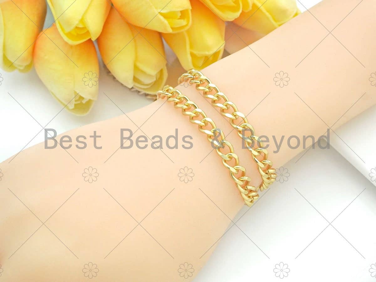 BestBeads&Beyond – wholesale Craft supplies – Matte Gold Black 6x8mm Cuban Curb Chain by Yard, Cuban Chain, Matte Finish Chain, Wholesale bulk Chain, sku#M4034