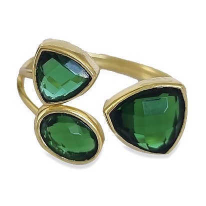 TRIPLE STONE RING EMERALD for wholesale by Meshca