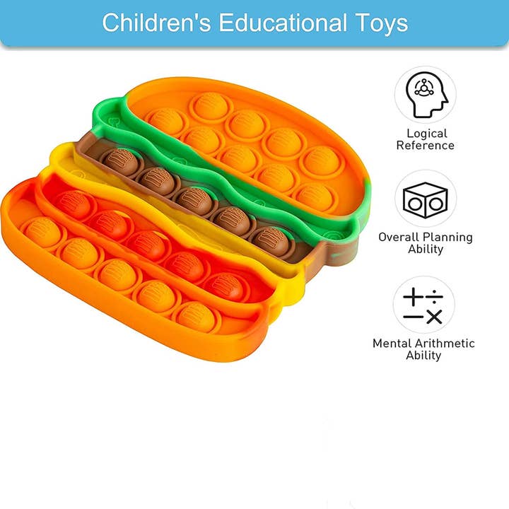 JSBlueRidge Toys - Vendita all'ingrosso Giocattolo fidget - Bambini - Giocattoli Sensoriali per Bambini Burger Pop It Fidget - Assortiti