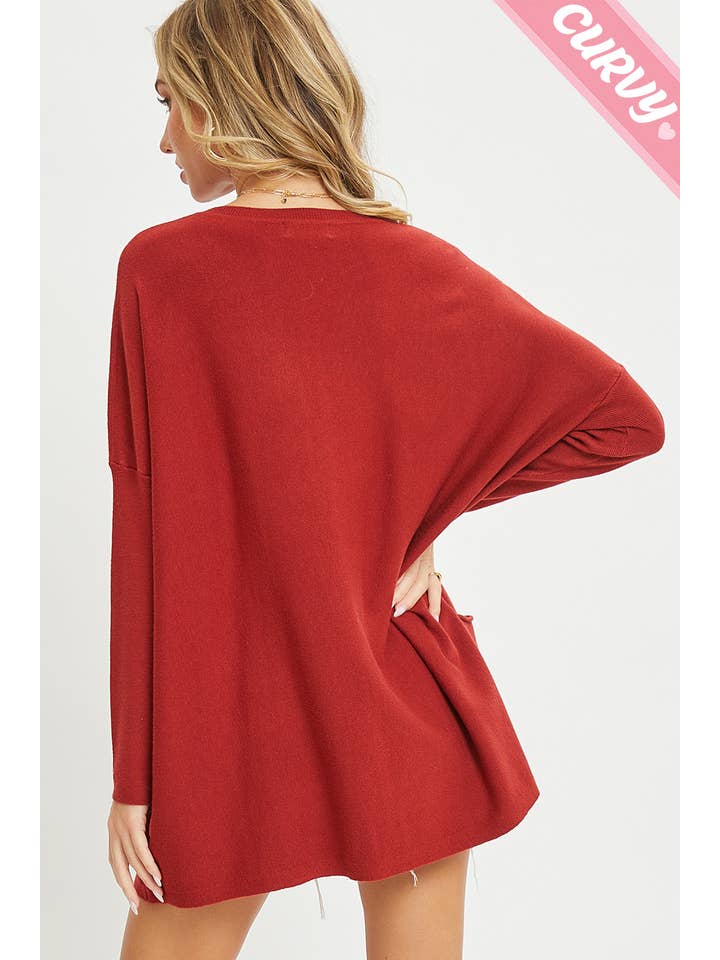 Sweet Lovely by Jen - Wholesale Tunic Sweater - Women's - FRONT POCKET OVERSIZE SWEATER PLUS SIZE82