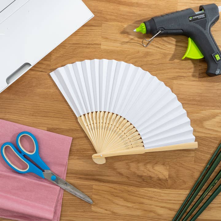 Paper Hand Fan - White for wholesale on Faire3