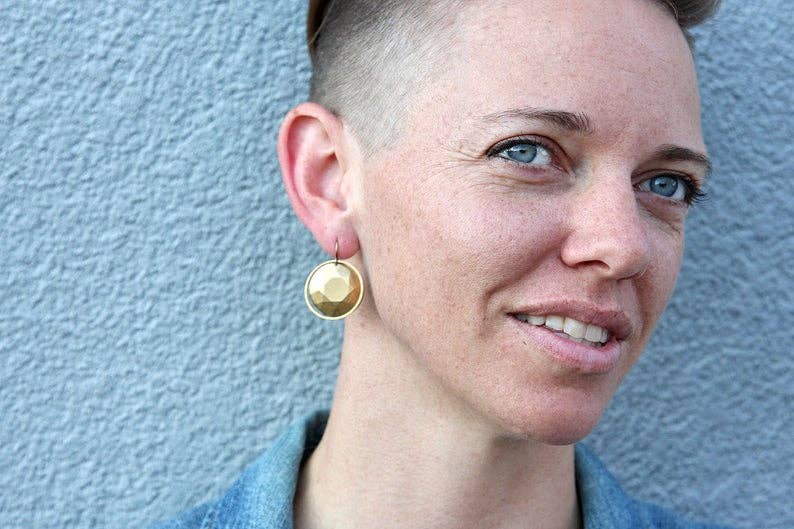 daniAWESOME - Wholesale Dangle Earrings - Brass Faceted Round Dangle Earrings1