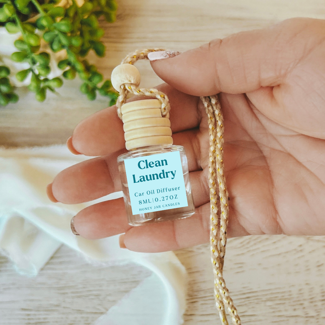 Honey Jar Creations - Wholesale Car Freshener - Unisex - Hanging Car Diffusers | Clean Laundry | Made in USA1