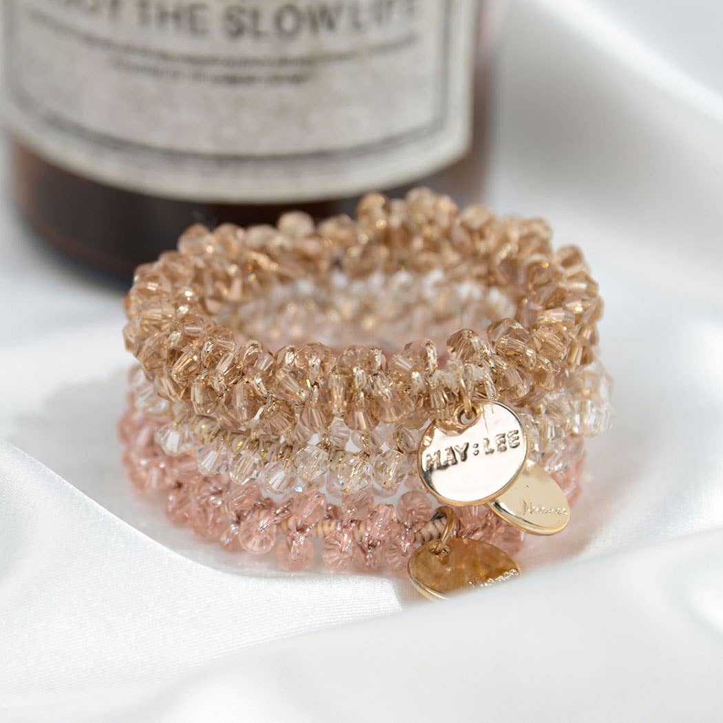 SoapElenGlen - Wholesale Scrunchie - Women's - Crystal Beaded Hair Scrunchies Bracelet1