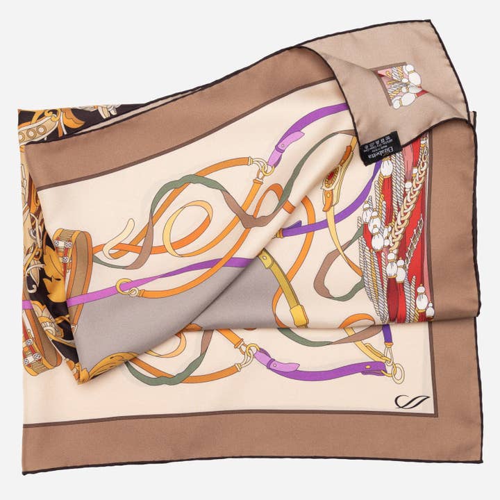 Elizabetta Made in Italy USA - Wholesale Scarf - Women's - Sella Nobile - Silk Foulard - Tan2