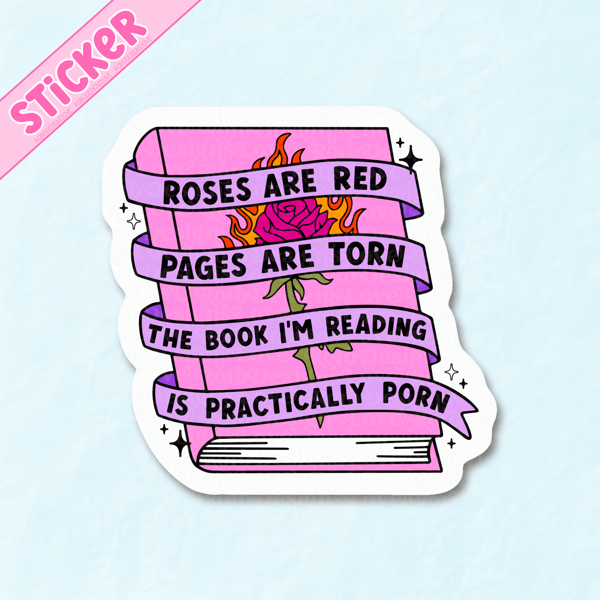 RoroDesignsLove - Vente Autocollant - Les roses sont des autocollants rouges, le livre que je lis est plein d'autocollants3