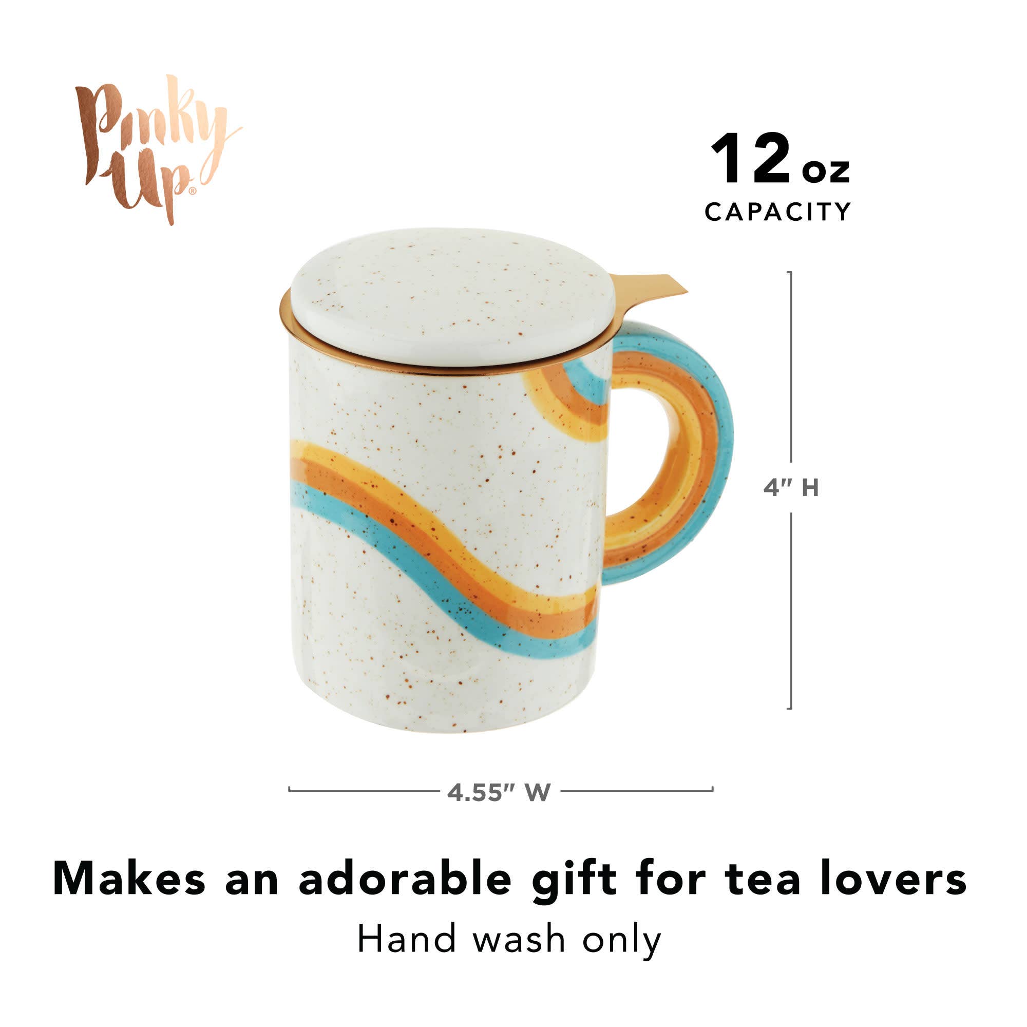 Pinky Up - Vente Tasse à café - Mug en céramique tacheté Everlee avec infuseur à thé et couvercle6