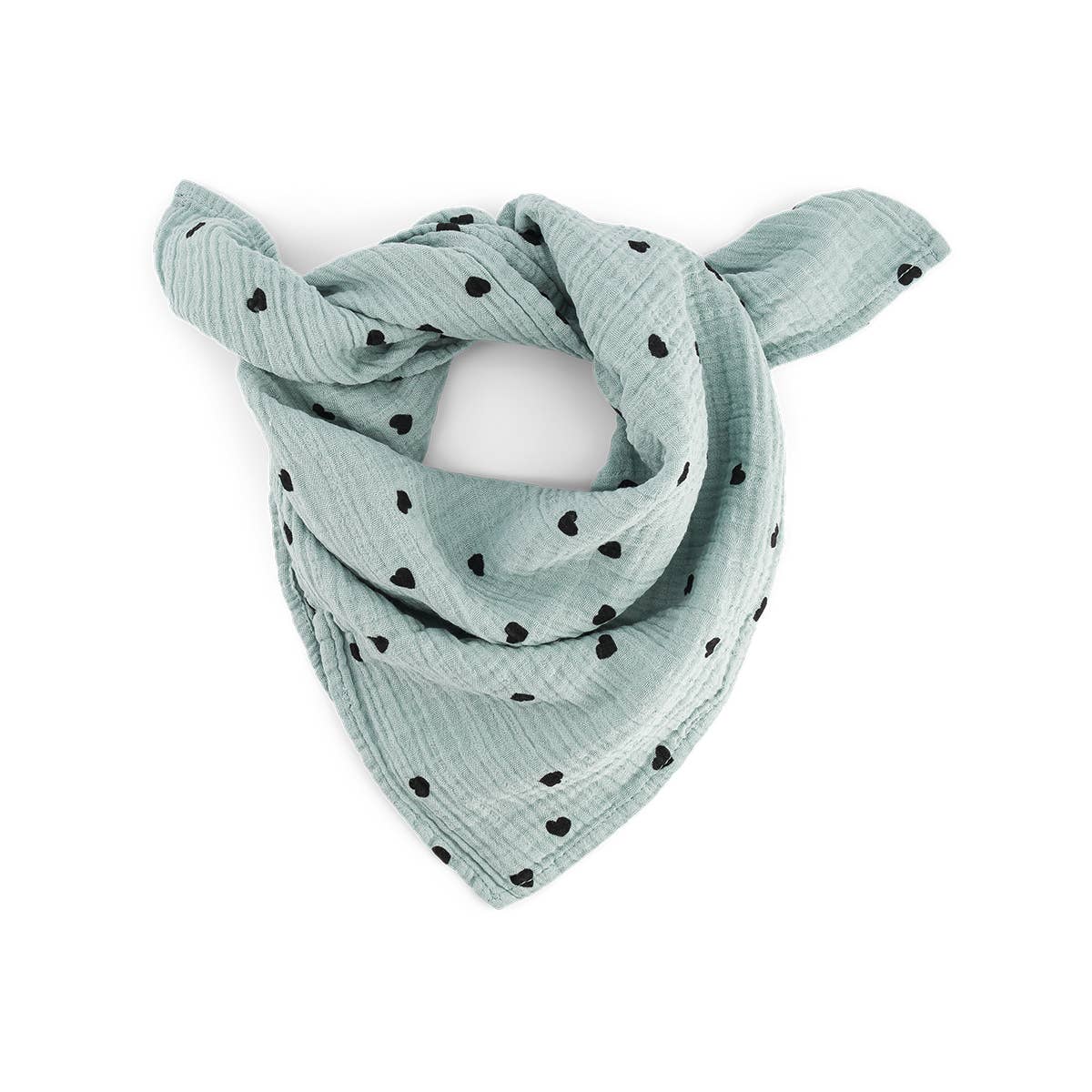 BLAUER SPRAY Bianca Mulltuch zum Pucken Herzmuster Blau für den Großhandel auf Faire7