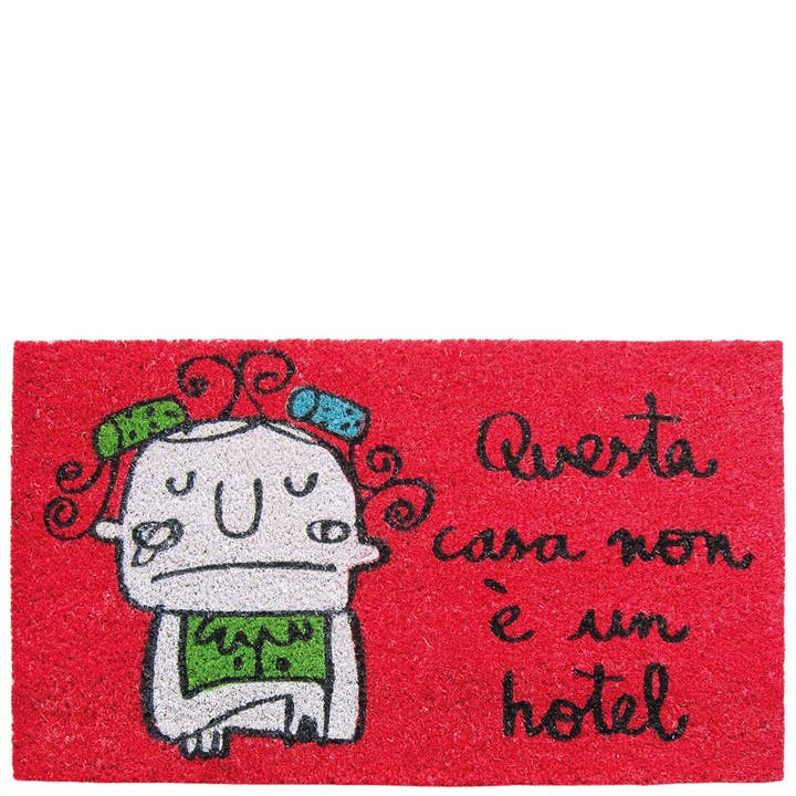 Doormat “this house is not a hotel” red for wholesale by Laroom