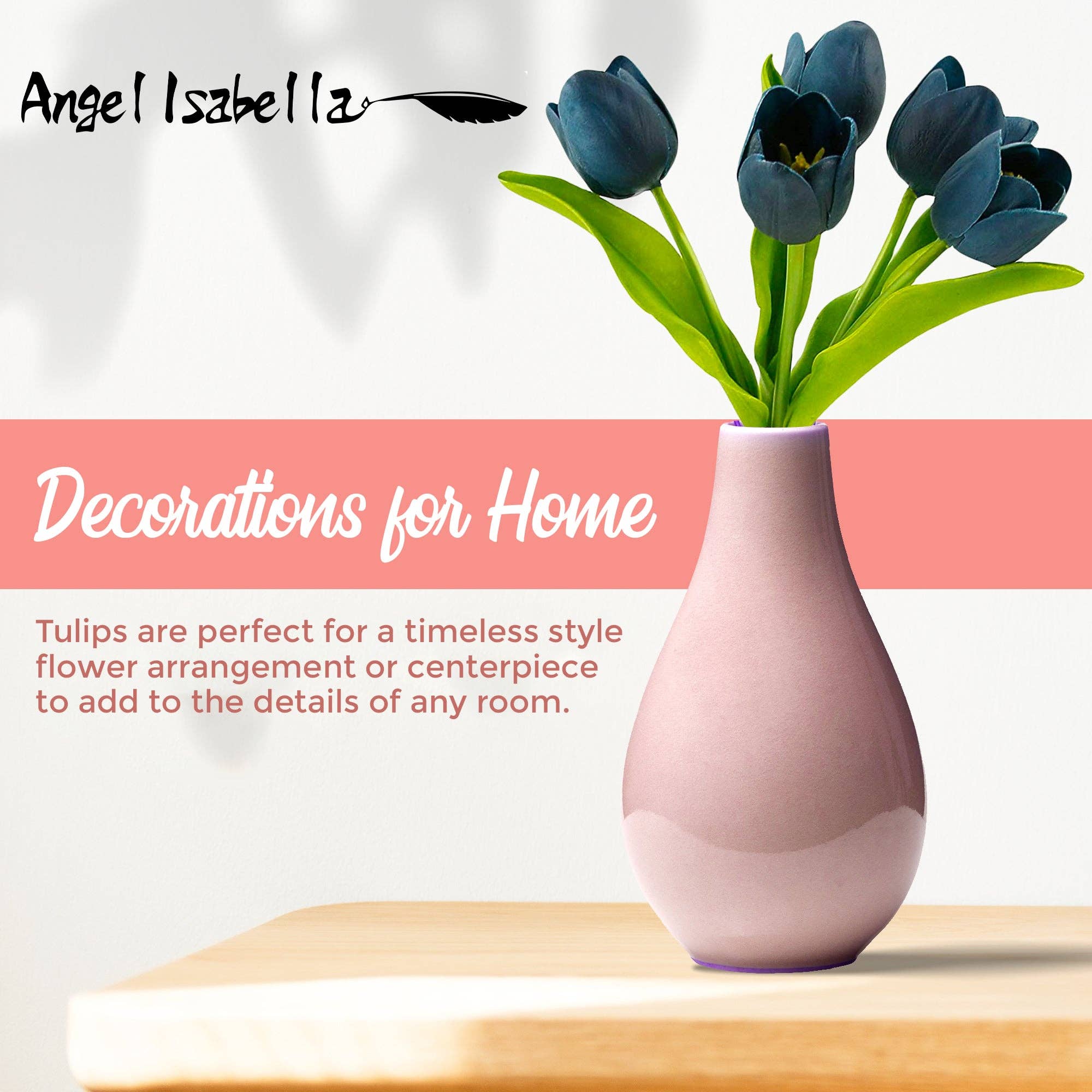 Angel Isabella – wholesale Artificial flowers – Pack of 5-stems Real Touch medium open tulip17