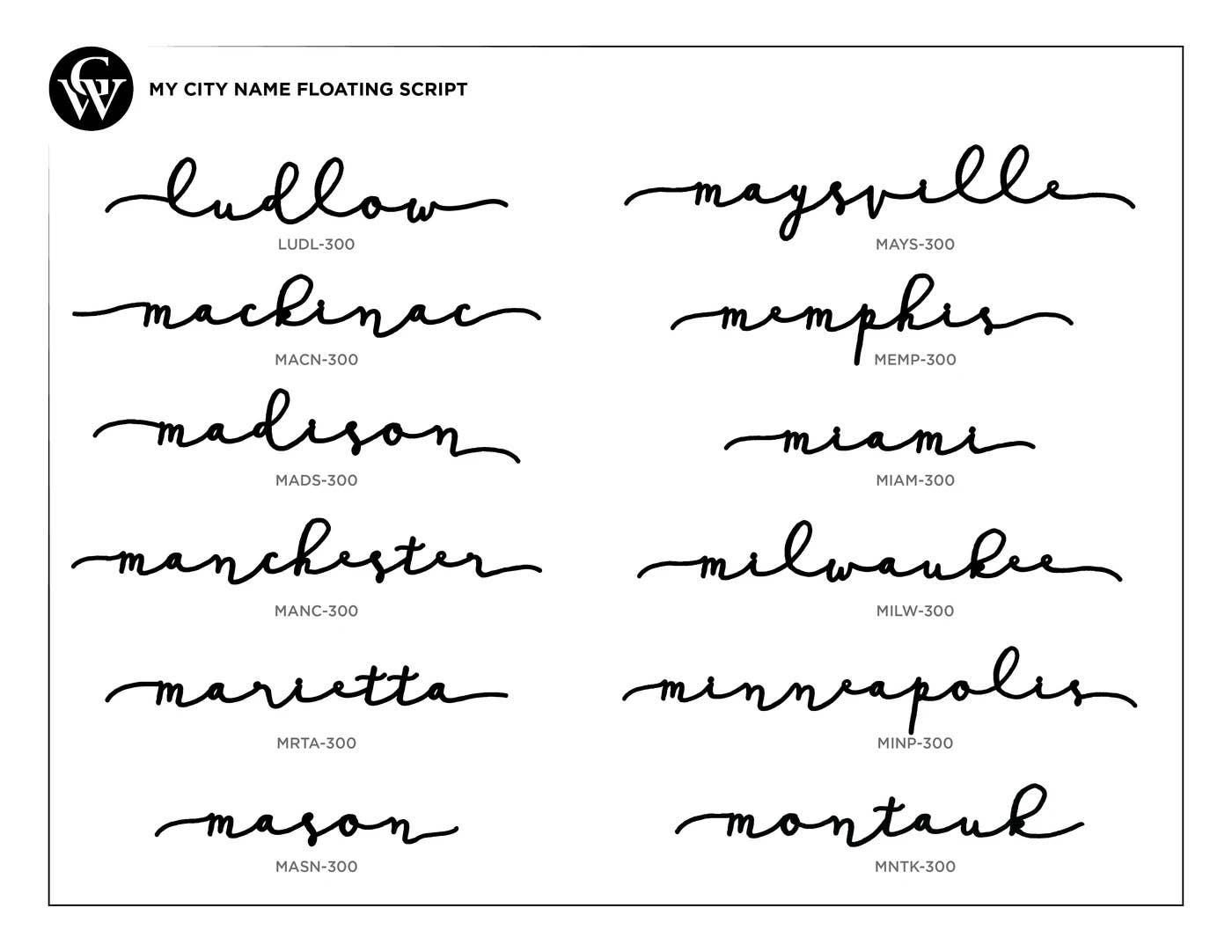 Grainwell - Wholesale Wall Accent - State Name Floating Script10