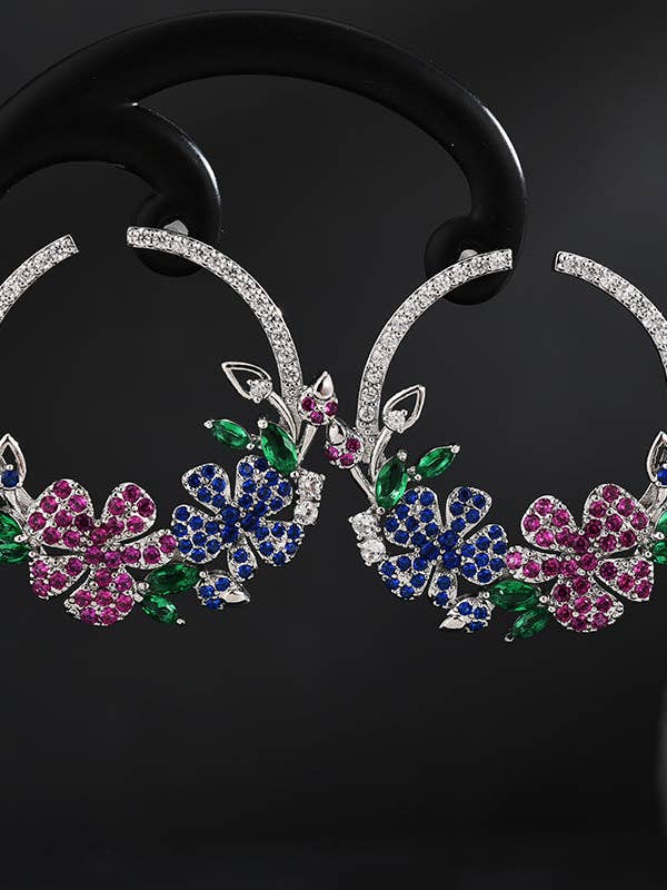 Krans Cubic Zirconia Hoop Örhängen E6770 för wholesale av Ole