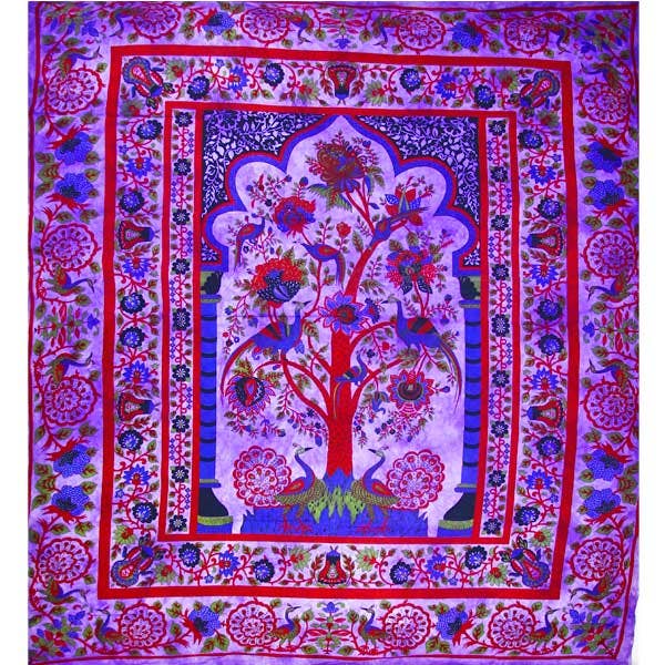 Lila Livets Träd Påfågel Tapestry för wholesale av Wild Lotus
