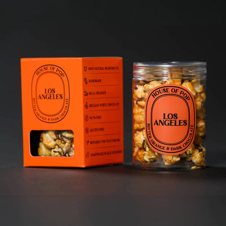 Los Angeles Artisan Popcorn (Bitter Orange & Dark Chocolate) for wholesale by HOUSE OF POP